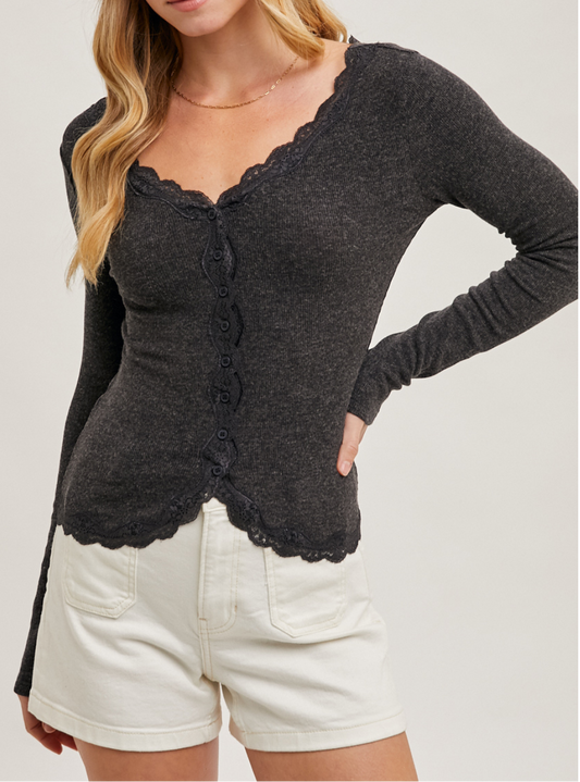 Lace Trimmed Cardigan